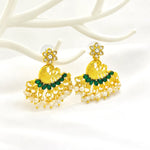 Load image into Gallery viewer, Peacock Emerald Pearl Drop Earrings