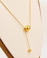 Load image into Gallery viewer, Gold Sphere Lariat Necklace