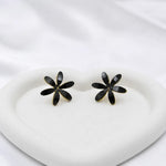 Load image into Gallery viewer, Black Floral Crystal Stud Earrings