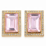 Load image into Gallery viewer, Pink Emerald Crystal Pave Halo Stud Earrings