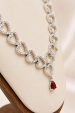 Load image into Gallery viewer, Linked Hearts Ruby Drop Necklace Set