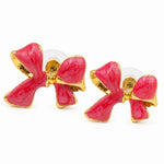 Load image into Gallery viewer, Hot Pink Enamel Bow Stud Earrings