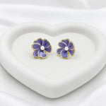 Load image into Gallery viewer, Violet Bloom Pearl Studs