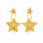 Load image into Gallery viewer, Gold Shooting Star Pearl Earrings