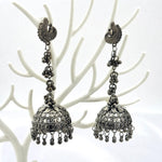Load image into Gallery viewer, Black Peacock Long Jhumka Earrings