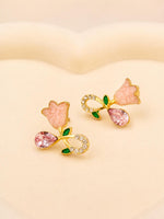Load image into Gallery viewer, Pink Tulip Crystal Drop Earrings