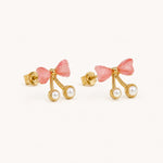 Load image into Gallery viewer, Cherry Blossom Pearl Bow Earrings