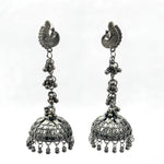 Load image into Gallery viewer, Black Peacock Long Jhumka Earrings