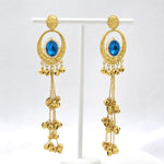 Load image into Gallery viewer, Blue Crystal Kashmiri Jhumka Drop Earrings
