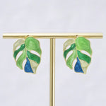 Load image into Gallery viewer, Tropical Leaf Enamel Earrings