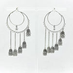 Load image into Gallery viewer, Crescent Moon Multi Jhumka Tassel Hoop Earrings