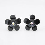Load image into Gallery viewer, Black Daisy Crystal Stud Earrings