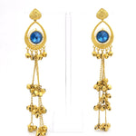 Load image into Gallery viewer, Sapphire Heart Kashmiri Jhumka Earrings