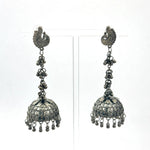 Load image into Gallery viewer, Black Peacock Long Jhumka Earrings
