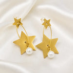 Load image into Gallery viewer, Gold Shooting Star Pearl Earrings