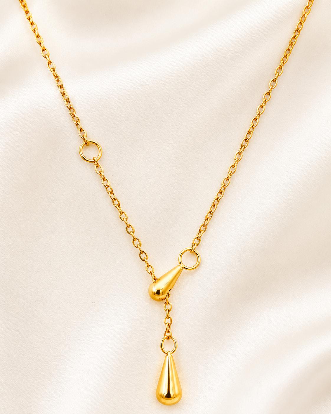 Double teardrop lariat necklace