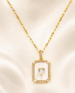 Load image into Gallery viewer, White Enamel Heart Frame Necklace