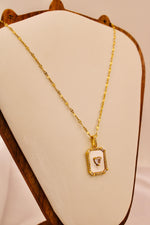 Load image into Gallery viewer, White Enamel Heart Frame Necklace