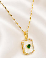 Load image into Gallery viewer, Emerald Heart Frame Necklace