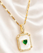 Load image into Gallery viewer, Emerald Heart Frame Necklace