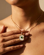 Load image into Gallery viewer, Emerald Heart Frame Necklace