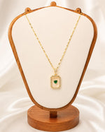 Load image into Gallery viewer, Emerald Heart Frame Necklace