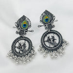 Load image into Gallery viewer, Divine Radha Krishna Oxidised Earrings