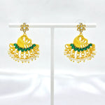 Load image into Gallery viewer, Peacock Emerald Pearl Drop Earrings