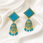 Load image into Gallery viewer, Turquoise Enamel Jhumka Earrings