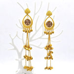 Load image into Gallery viewer, Peach Crystal Kashmiri Zumka Earrings