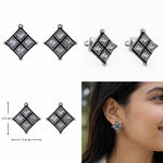 Load image into Gallery viewer, Oxidised Diamond Grid Square Stone Stud Earrings