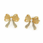 Load image into Gallery viewer, Opal Ribbon Bow Pavé Gold Studs
