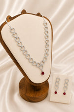 Load image into Gallery viewer, Linked Hearts Ruby Drop Necklace Set