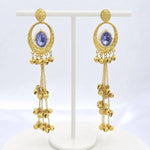 Load image into Gallery viewer, Lavender Stone Ghungroo Tassel Earrings