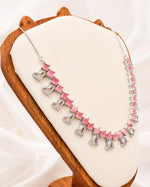 Load image into Gallery viewer, AD Blush Pink Square Stone Necklace Set