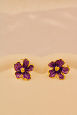 Load image into Gallery viewer, Purple Bloom Enamel Stud Earrings