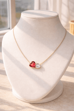 Load image into Gallery viewer, Ruvique Ruby Heart Duo Necklace
