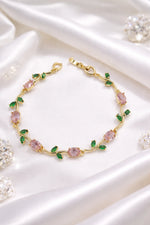 Load image into Gallery viewer, Pink Green Leaf Tulip Bracelet