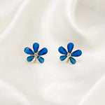 Load image into Gallery viewer, Blue Bloom Cat-Eye Stud Earrings
