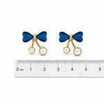 Load image into Gallery viewer, Sapphire Bow Cherry Earrings
