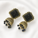 Load image into Gallery viewer, Black Square Jhumka Earrings