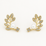Load image into Gallery viewer, Pearl Leaf Climber Earrings