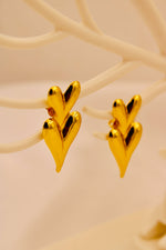Load image into Gallery viewer, Stacked Heart Gold Earrings