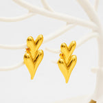Load image into Gallery viewer, Stacked Heart Gold Earrings