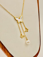 Load image into Gallery viewer, Celeste Butterfly Pearl Necklace