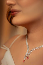 Load image into Gallery viewer, Ruvique AD Ruby Crystal Cascade Necklace Set