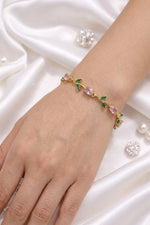 Load image into Gallery viewer, Pink Green Leaf Tulip Bracelet