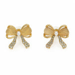 Load image into Gallery viewer, Opal Ribbon Bow Pavé Gold Studs
