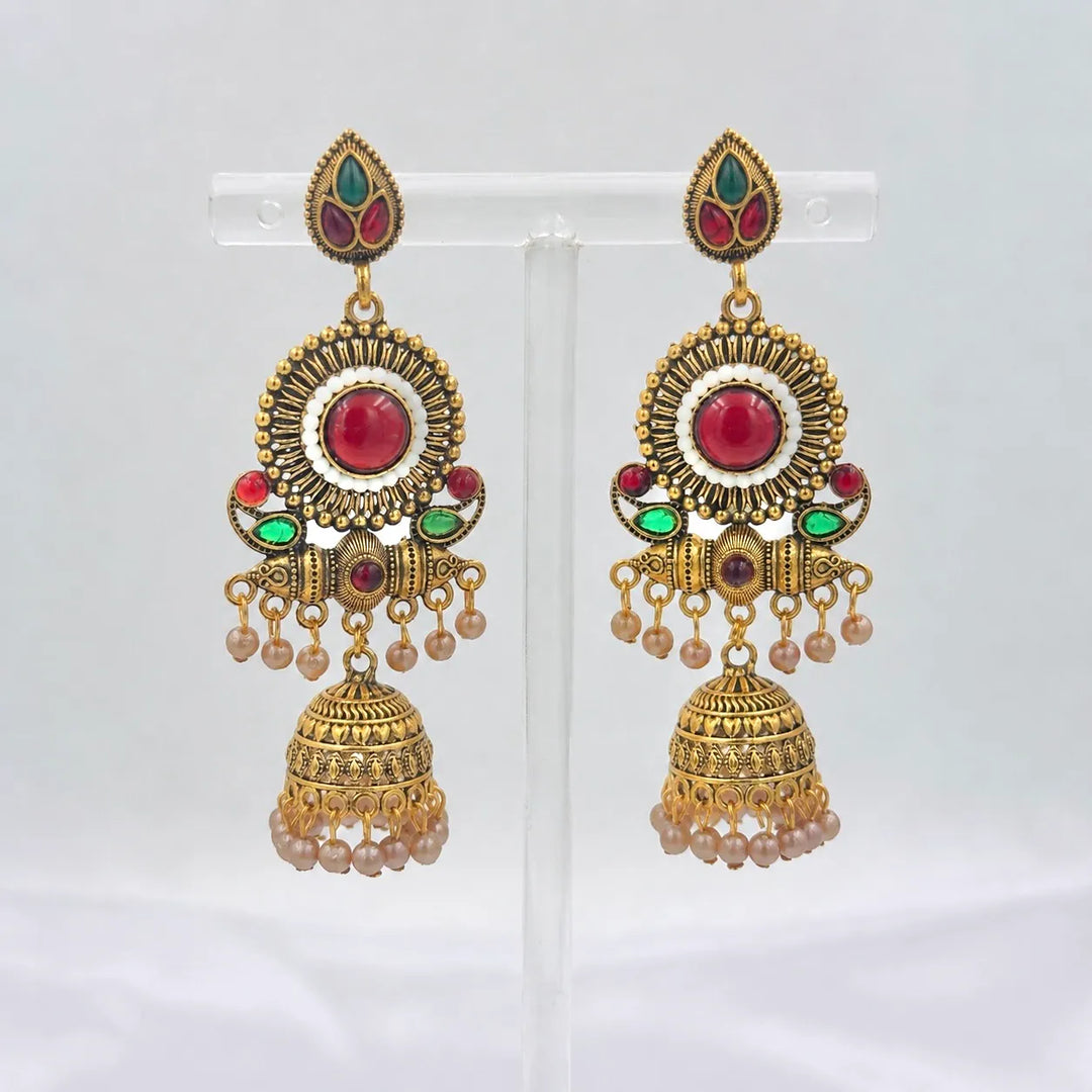 Heritage Stone Jhumka Earrings