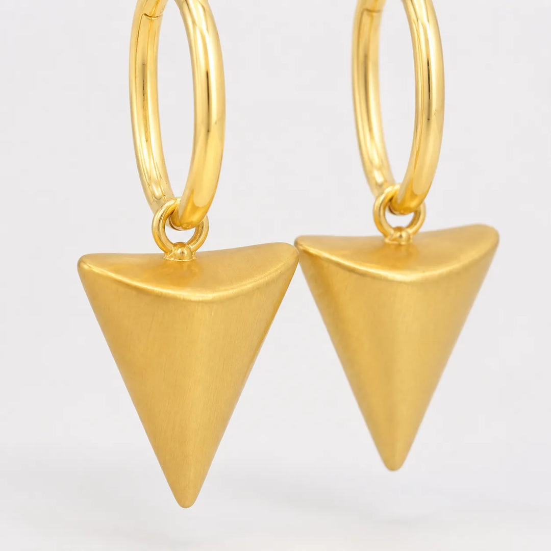 Golden Triangle Charm Hoop Earrings